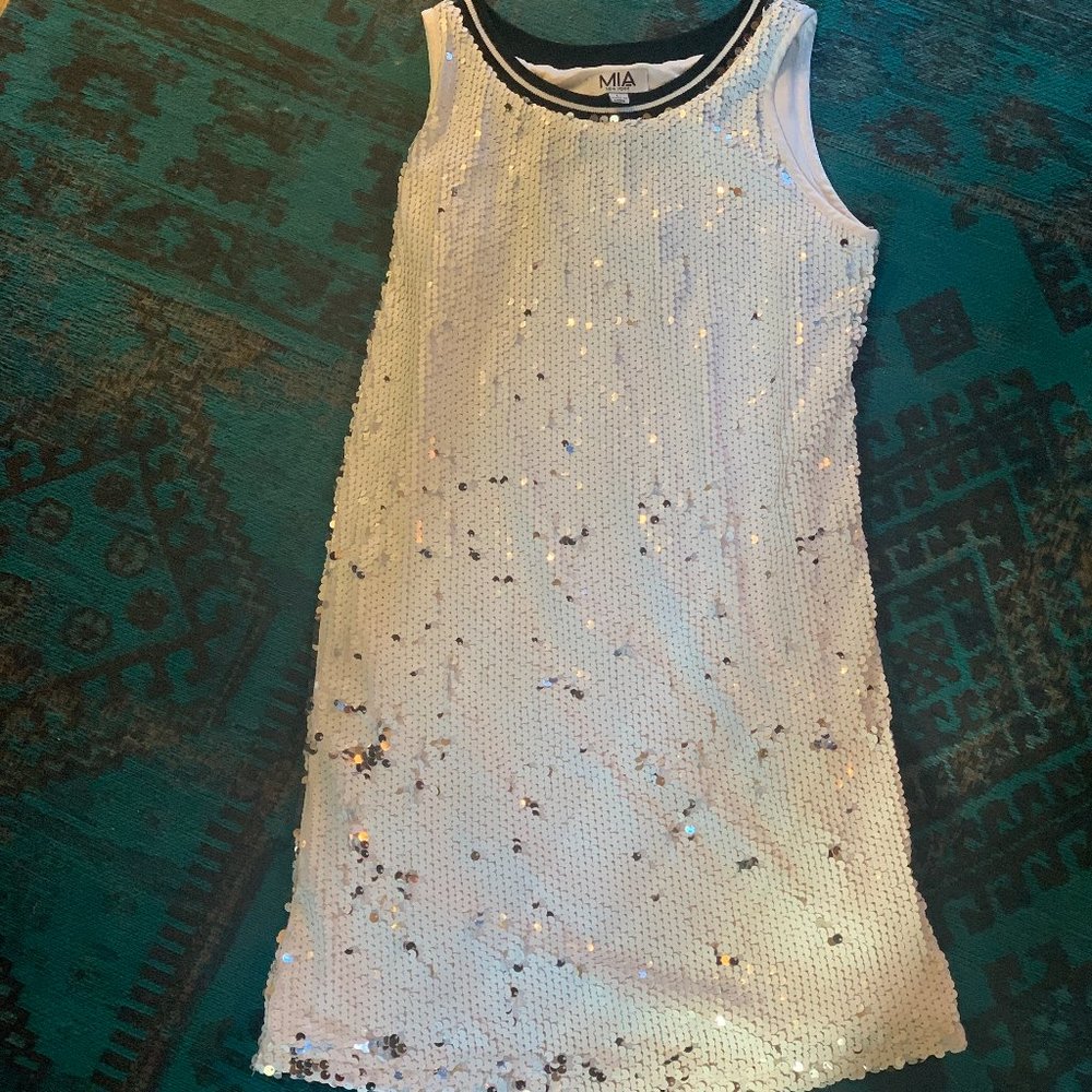 White Flippy Sequin Dress For Girls